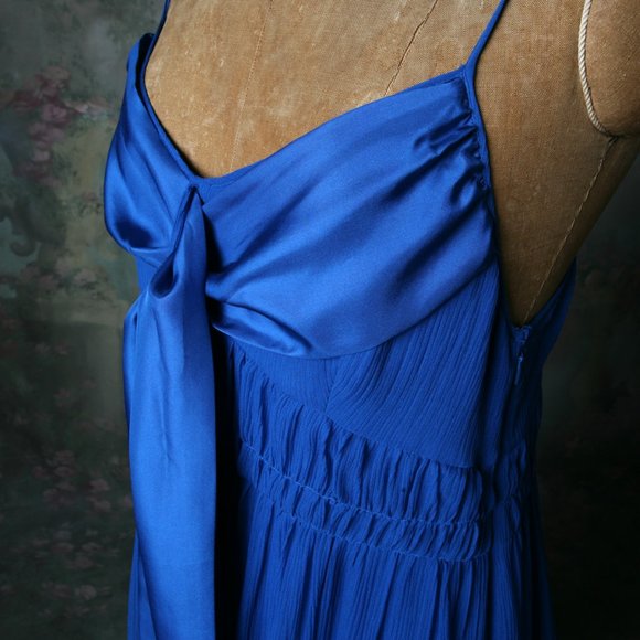 Moulinette Soeurs Anthro Blue Silk Tie Dress Sz10 - Picture 9 of 16